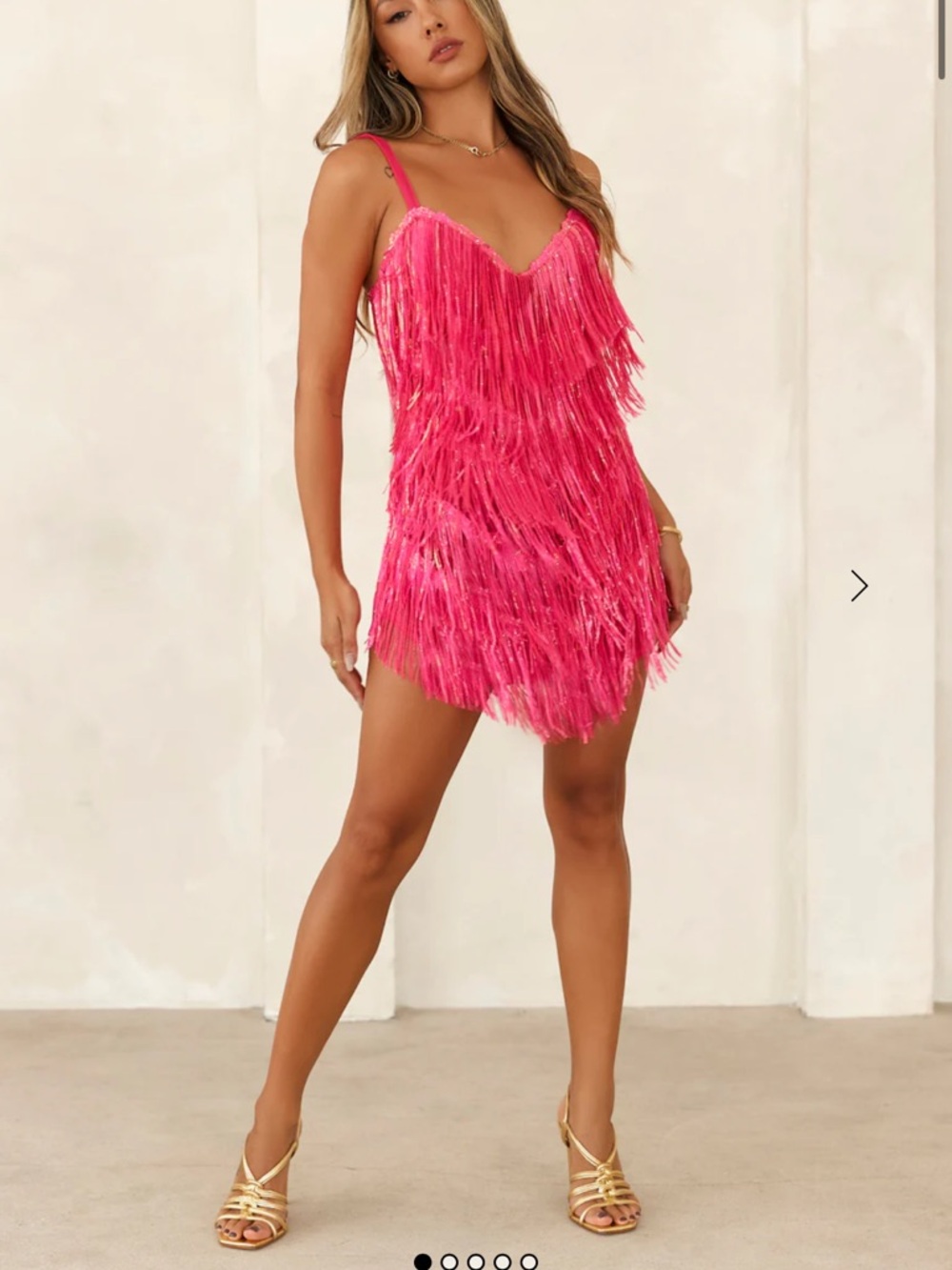 Hello Molly Hot Pink Fringe Mini Dress